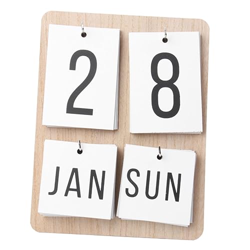 Tofficu 1Stk Kalender Tischkalender heim Schreibtisch Zelt Staffelei Kalender digitaler Kalender heizlùfter bürodeko Desktop-Kalender für Shop einfache Holzkalenderdekoration Hölzern Weiß von Tofficu