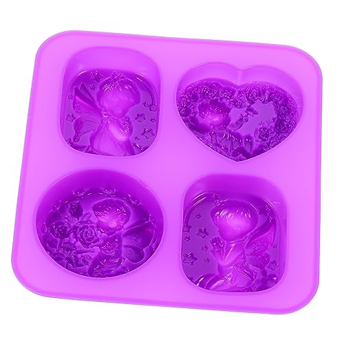 Tofficu 1Stk handgemachte Seifenform backen Kuchenform Haushaltsseifenformen Mehrzweck-DIY-Formen Bonbonformen silikonform silikonmuffinformen DIY manuelle Form Hausform Kieselgel Violett von Tofficu