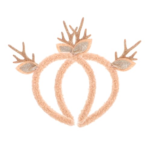 Tofficu 1set Geweih Stirnband Weihnachten Haarreif Weihnachts Haarschmuck Weihnachtsaccessoires Hirsch-stirnband Weihnachtsschürze Weihnachtshirsch Kostüm Zubehör Haarband Stoff Khaki 2pcs von Tofficu