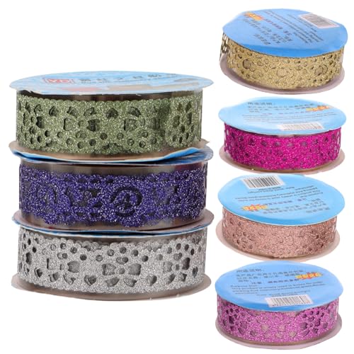 Tofficu 1set Spitzenband Streifen Makramee Handgemachte Aufkleber Quaste Etikett Spender Bling-band Tape- Glitzeraufkleber Klebeband Für Haustiere Funkeln Trimmen Das Haustier 7rolls von Tofficu