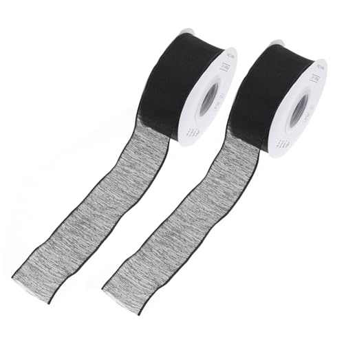 Tofficu 2 Rolle Schneeflockenband ribbon bandfeile stoffband weihnachten verpackung valentine Netzstoffband Tüll Spule Spitzenbesatz Geschenkband Banddekorationen Garn Black von Tofficu