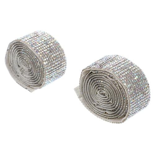 Tofficu 2 Rollen Selbstklebendes Strassband Gitter-washi-tape Spitzenband Bling Strassband Kostümaufkleber Silberner Gürtel Strass-mesh-band -dekor Hochzeits-diamantband Netzband Harz von Tofficu