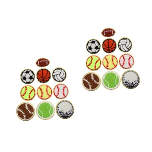 Tofficu 2 Sätze 2 Sets Fußball Stickerei Patch Zum Aufbügeln Stickerei Bügelflicken Fußball Patches Für Stirnband Baseball Basketball Patch Stickerei Basketball Patch 10 Stück * 2 von Tofficu