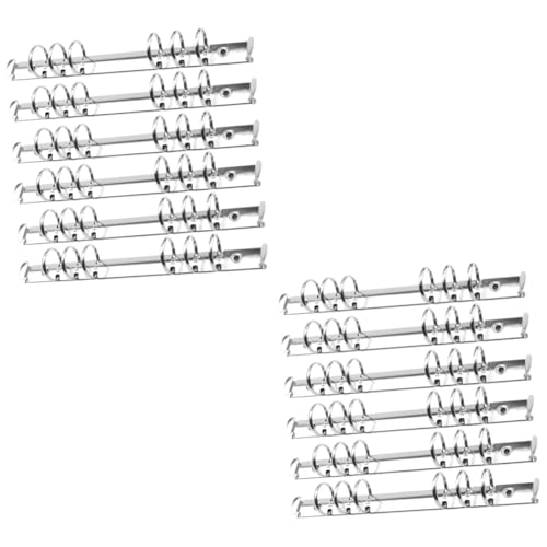 Tofficu 2 Sätze Aktenordner Ring A5 Ordner Binder Loseblatt Schreibwaren Befestigungselemente A5 Klarer Ordner Loseblattbinder Clips Klemmen Ordner Ordner Silver 12 Stück * 2 von Tofficu