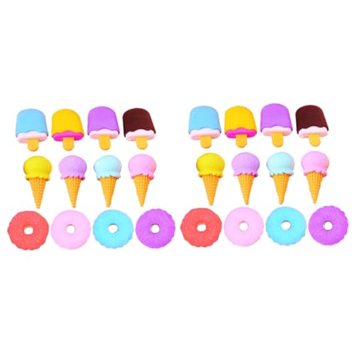 Tofficu 2 Sätze Eis Radiergummi Erasers for Bürozubehör Dessert Radiergummi Kleine Radiergummis Verschleißfeste Mini-radierer Verschleißfeste Radiergummis Kinderbedarf 12 Stück * 2 von Tofficu