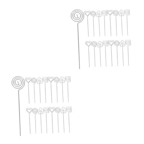 Tofficu 2 Sätze Fotoordner Valentins-picks Blumig Blumenkartenhalter-stick Fotohalter Für Blumenarrangements Herz-cocktail-picks Clips Anzeigen Postkartenclip Eisen Silver 20 Stück * 2 von Tofficu