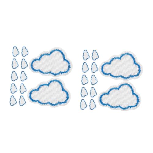 Tofficu 2 Sätze Gestickte Stoff Aufkleber Jacken Aufnäher Rucksäcke Kleidungsstücke Dekoration Stickerei Wolkenförmige Patches Cloud-patch Flicken Für Kleidung Stickgarn Blue 12 Stück * 2 von Tofficu