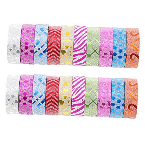 Tofficu 2 Sätze Glitzerband Selbstklebende Washi-klebebänder Japanisches Washi Tape Wiederverwendbar Klebeband The Washi Tape Scrapbook-sticker Selber Machen Diy Washi Tape 20 Stück * 2 von Tofficu