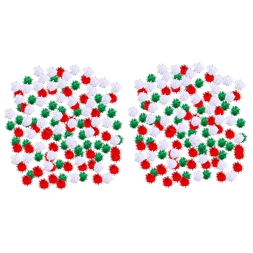 Tofficu 2 Sätze Haarballmaterial Party Bälle Und Pompons Basteln Mini-pompons Zum Basteln Weihnachtsdeko Bastelset Decor Glitzer Pompons Weihnachtsglitter Polypropylen 300 Stück * 2 von Tofficu