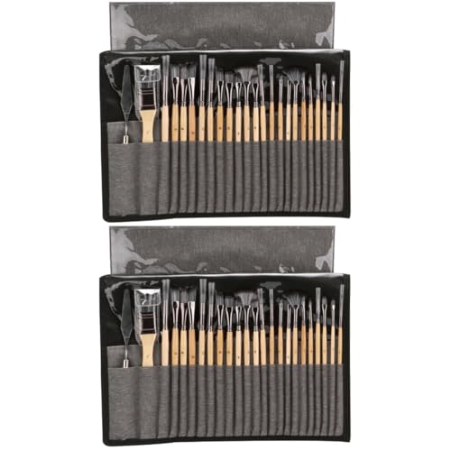 Tofficu 2 Sätze Haarbürste Aus Nylon Messer Reiniger Künstler Lidschatten Malset Pinsel Für Nagellack Aquarellfarben Stifte Brush Set Nylon-malerei Ölmalereizubehör Aluminium 24 Stück * 2 von Tofficu