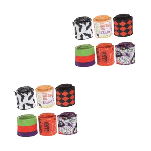 Tofficu 2 Sätze Halloween-bänder Party Zusammenklappbar Geschenkband Halloween Geschenkverpackungsband Halloween Festival-diy-bänder Festival-themen-diy-band Polyester 6 Rollen * 2 von Tofficu