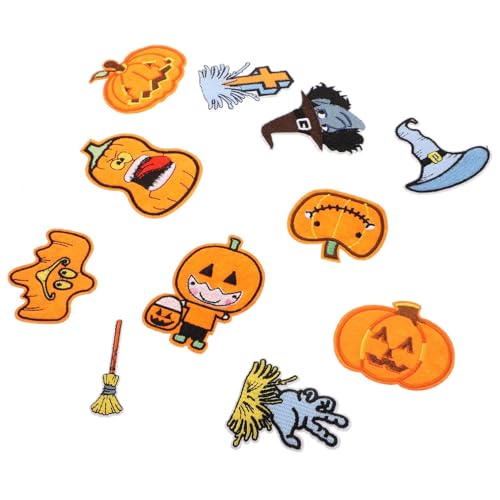 Tofficu 2 Sätze Halloween-patch Halloween Basteln Halloween Costume Halloween Decorations Kürbiswachs Schmilzt Patch Gestickt Halloween-applikation Patches Nähen Polyester 11 Stück * 2 von Tofficu