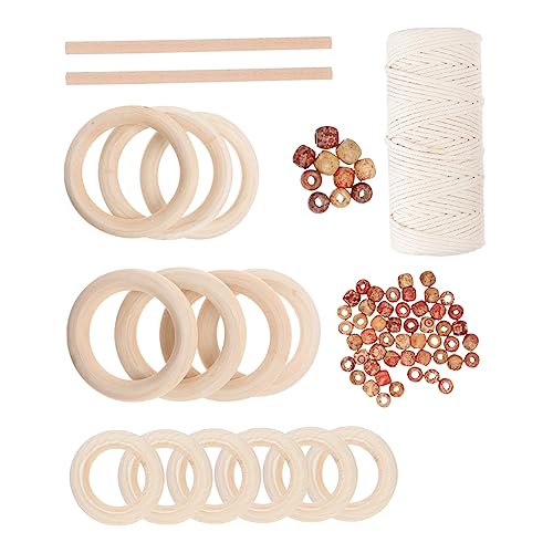 Tofficu 2 Sätze Holzhandwerk Schlüsselanhänger Makramee Bausatz Menschlich Sitz Unterlage Anhänger Für Die Schmuckherstellung Kits Zur Schmuckherstellung Heimwerken Khaki Hölzern 76pcs*2 von Tofficu