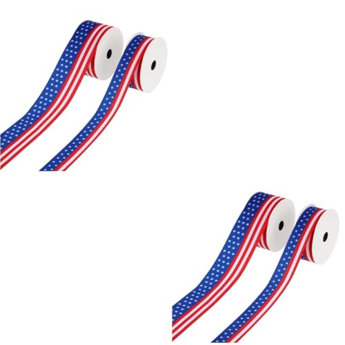 Tofficu 2 Sätze Schleife Tag Der Veteranen, Kriegsteilnehmertag Sackleinenband Läufer Patriotisches Band Bänder Dekorativ Multi Zeremonie Rot, Weiß Und Blau Flagge Polyester 2 Rollen * 2 von Tofficu