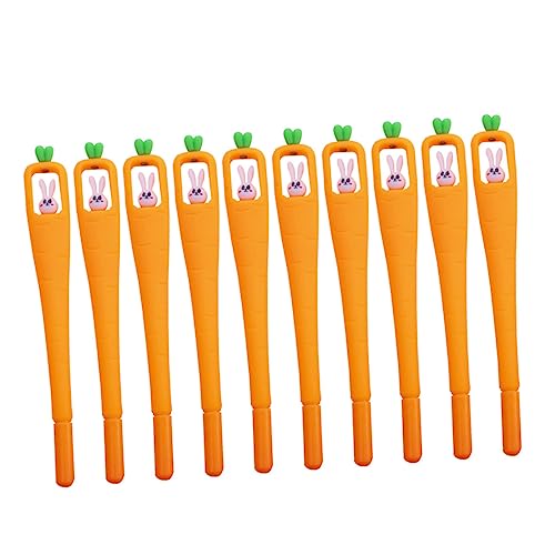 Tofficu 2 Sätze Schwarzer Filzstift Kawaii Kugelschreiber Pom-pom-stift Rollerstift Neuheit-stifte Entzückende Kaninchen-karottenstifte Cartoon-schreibstifte Plastik Orange 10 Stück * 2 von Tofficu