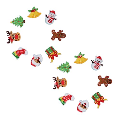 Tofficu 2 Sätze Weihnachtsaufkleber Patch Stoff Nähen Weihnachtsbasteln Weihnachten Basteln Weihnachtsdesign-kleidungsapplikation Stickereiapplikationen Heißschmelzkleber Weiß 16 Stück * 2 von Tofficu