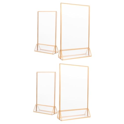 Tofficu 2 Sätze Zeichenpfosten Doppelt Doppelseitiger Bilderrahmen Ausstellungsstand Staffelei Stehen Stehendes Schild Transparenter Türschildhalter Plakatständer Acryl Golden 2 Stück * 2 von Tofficu