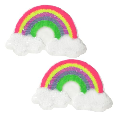 Tofficu 2 Stück Stoffaufkleber Patches Pailletten Bestickte Patches Nähen Regenbogen Patches Applikation Patches von Tofficu