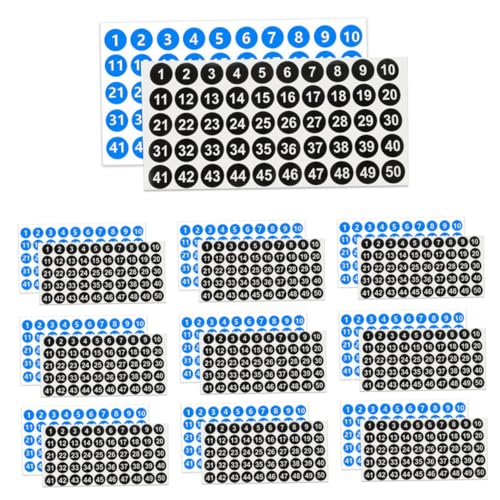Tofficu 20 Blätter Nummerierte Digitale Aufkleber Punkt Tischnummernaufkleber Zahlen Etiketten Aufkleber Kreis Runder Digitaler Aufkleber Kennzeichenaufkleber Doppelt Durchsichtiger Film von Tofficu
