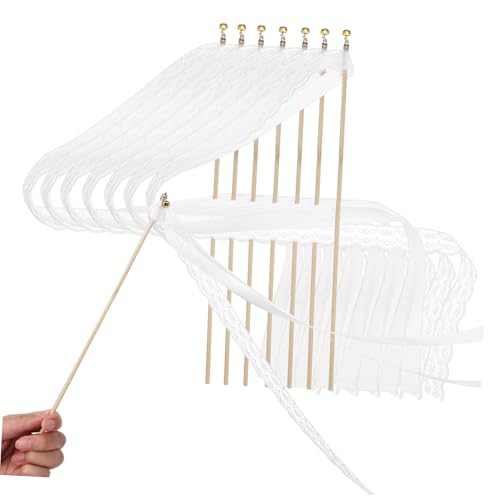 Tofficu 20 STK 1 Bänder mit Glocken Hochzeitsstreamer Festliche Stäbe Quastenstäbe Hochzeit Hochzeitsfee Zauberstäbe geschenkband Hochzeits-Streamer Party-Band-Fee-Sticks Polyester von Tofficu