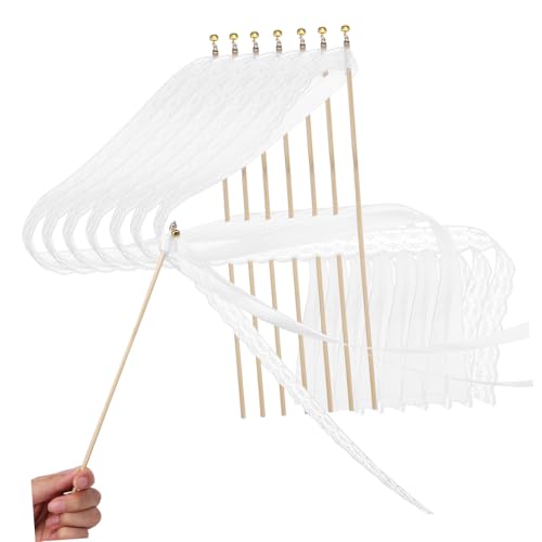 Tofficu 20 STK 1 Zeremonie-ausgangsband Tanzband Zauberstab Bunte Luftschlangen Hochzeitsstäbe Mit Glocken Party-Streamer Hochzeits-Streamer Luftschlangen Zauberstab Bandstäbchen Polyester von Tofficu