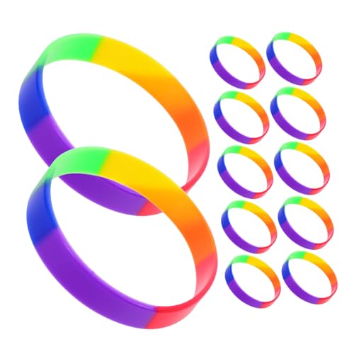 Tofficu 20 Stück Regenbogen-silikon-armbänder Für Den Pride Month, Individuelle Gummi-armbänder Für Die Lgbt-parade, Farbige Armbänder Für Partyzubehör von Tofficu