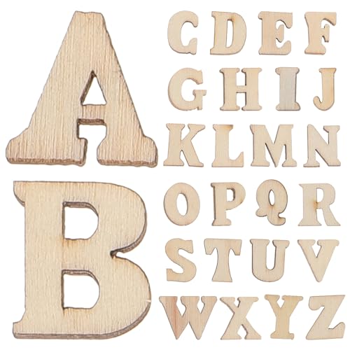 Tofficu 200 Stück Mini-Alphabet-Buchstaben aus Holz, Unlackierte Holzscheiben, 0.6" A-Z-Holzstücke, DIY-Buchstaben-Rechtschreib-Set aus Holz für Handwerk, Kunst, Heimwerker, Heimdekoration von Tofficu