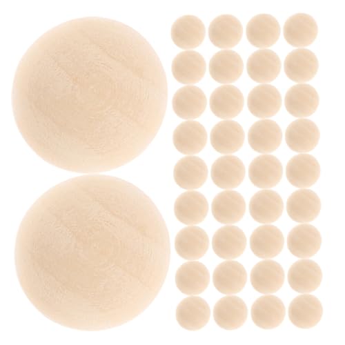 Tofficu 200 Stück Halbkugel aus Holzperlen dekorative Kugeln für Schalen Würfel natürliche Kugel Ball bastelmaterial Halbe Holzperlen Schmuck Halbperlen lose Perlen für Schmuck Khaki von Tofficu