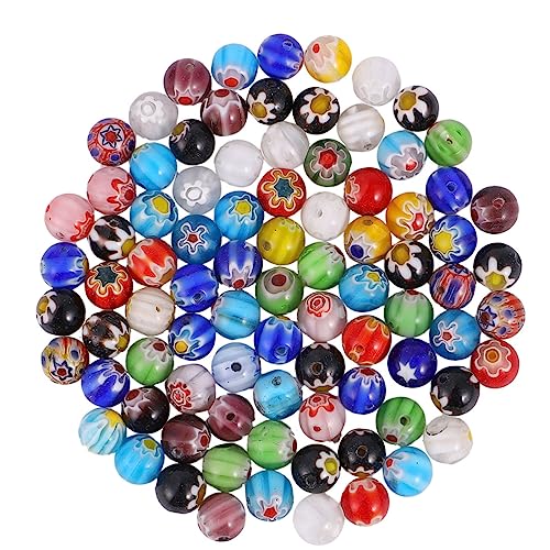 Tofficu 200St Tausend Blumen Glasperlen Schmuck Abstandsperlen Lampwork-Perlen runde lose Perlen Armbänder Perlen gems schmuckperlen beads farbige Perlen Perlenmaterialien selber machen von Tofficu