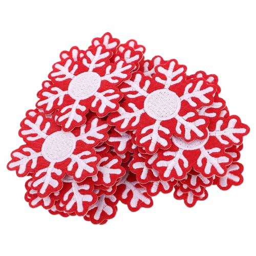 Tofficu 20St Schneefleck Mini-Dekoration Winterzubehör Applikationen für Kleidung Flicken für Kleidung Weiße Schneeflocke zum Aufbügeln Weihnachtsstickerei-Stoffaufkleber Stickgarn von Tofficu