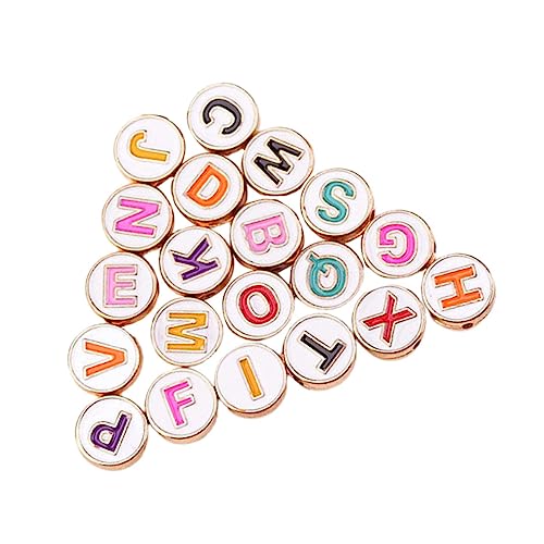 Tofficu 20St Tropfen-Alphabet-Perlen slico alphabet beads slap armband armreifen Alphabet-Abstandsperlen runde lose Perlen runden mehrfarbige Buchstabenperlen bunte Buchstabenperlen Kupfer von Tofficu