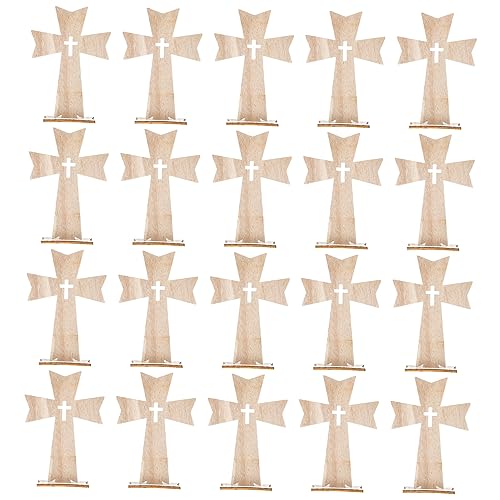 Tofficu 20st Holzkreuz-bastelarbeiten Decoraciones Para Sala De Casa Heimschild Mittelstücke Blumendraht Kreuz Konfetti Wanddekoration Mit Christlichem Kreuz Willkommen Beige Hölzern von Tofficu