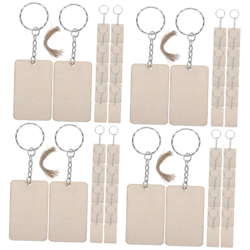 Tofficu 240 Sätze Schlüsselanhänger Aus Holz Schlüsselanhänger-kit Lanyard Für Schlüssel Rechteckige Holzschilder Holzschnitzel- Schlüsselanhänger Hängen Diy-anhänger Zinklegierung von Tofficu