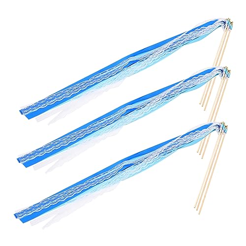 Tofficu 25St Streamer-Feenstab Ballett-Band-Stick Party-Fee-Stick Hochzeitsband Dekor Hochzeitszubehör Fairy Wand The Wedding Party Feenstab mit Band Feenstäbe, Zauberstäbe Polyester Blue von Tofficu