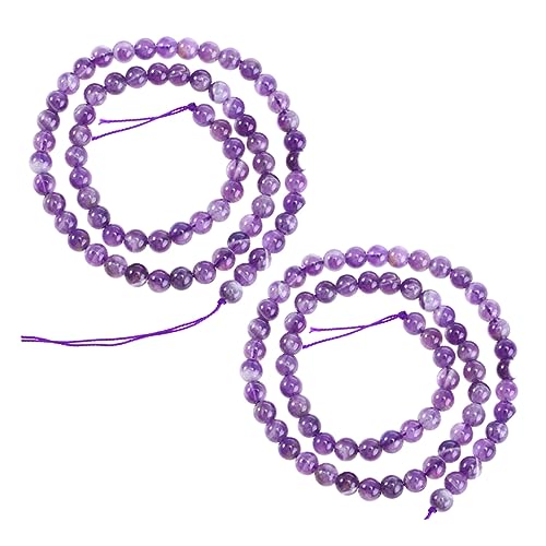 Tofficu 2St Amethyst lose Perlen Kristallperlen Edelsteinperlen runde lose Perlen natürliche Perlen Gemstone beads Amethyst beads Perlen zur Schmuckherstellung Traumperlen Violett von Tofficu