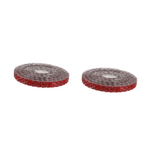 Tofficu 2St Buntglas-Strassstreifen bastelmaterial bling aufkleber strass Handwerk Strassband DIY Handwerk Strass Strassbandkette Perlenband Strassverzierung Bling-Wrap Strasssteine rot von Tofficu