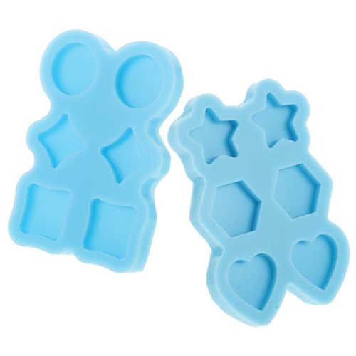 Tofficu 2St -Form Die Silikonform Mini-Ohrringformen Schmuckformen Set Sterneformen Herzformen DIY-Anhängerformen Formen zur Herstellung von Ohrringen Mini-Harzformen Kieselgel Blue von Tofficu