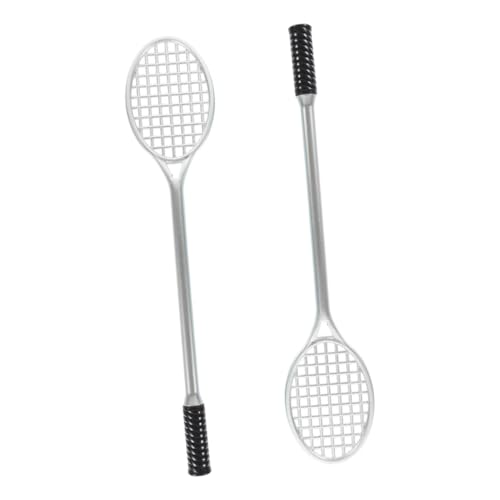 Tofficu 2St Schläger-Gelstift Mini-Modellzaun Falten keuchen Steingut Gadgets Tennisracket Kugelschreiber Gel Stift mit Tennisracket Design roter Stift Schreibtischzubehör Plastik Silver von Tofficu