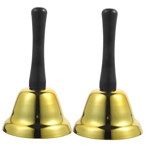 Tofficu 2st Handglocke Tee-dinner-glocke Rassel Glocke Empfangsglocke Weihnachtsglockenspielzeug Tragbare Glocke Ehering Weihnachtsklingel Glocke Läuten Tisch Glocke Golden Eisen von Tofficu