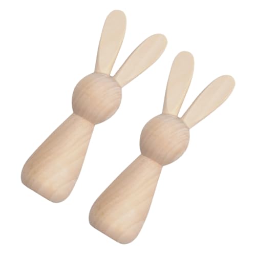 Tofficu 2st Hase Aus Holz Unbemalte Peg-puppen Unbemalte Blankofigur Pegpuppen Selbst Bemalen Diy-graffiti-stöpselpuppen Selbst Bemalte Holzpuppen Mini-hasenpuppenfiguren Puppenkörper von Tofficu