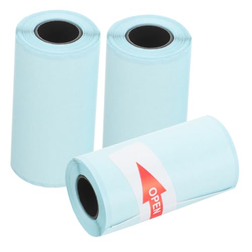 Tofficu 3 Rollen Etikettenpapier Thermoetikettendrucker Nachfüllungen Glänzend Etikettenband Klare -runde Thermal- Druckeretiketten Etiketten Für Thermodrucker Vinyl Blue Aufkleber von Tofficu