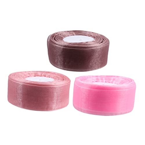 Tofficu 3 Rollen Organzaband Geschenkbänder für transparentes Band rosa Schleife Blumenstrauß-Verpackungsdekoration Organza ribbon wrapping ribbon geschenkband reiner Organza von Tofficu