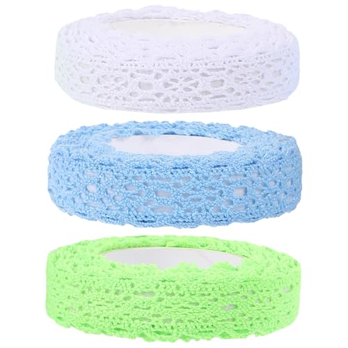 Tofficu 3 Rollen Stoff-spitzenband Pastellfarbenes Washi-tape Band Süß Band Mit Spitzenmuster Randbereich Exquisite Spitzenbänder Wandverkleidung Spitzenaufkleber Streifen Stoffspitze von Tofficu