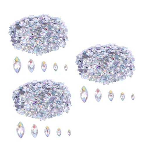 Tofficu 3 Sätze Diamant-edelstein Nail Art Steine Farbige Strasssteine Edelsteine Bastel-strasssteine ​​mit Flacher Rückseite Pferdeauge-strasssteine ​​zum Basteln Acryl 600 Stück * 3 von Tofficu