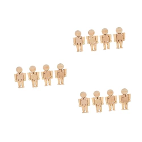 Tofficu 3 Sätze Hölzerne Puppe Zeichnungspuppen Posierende Figur Unbemalter Nussknacker-soldat Bewegliche Figur Bemalbarer Nussknacker Modellfigur Zeichnen Holz Beige 4 Stück * 3 von Tofficu