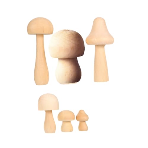 Tofficu 3 Sätze Pilzspielzeug Aus Holz Bastelset Basteln Für Painting Set for Mushroom Decor Pilzlaterne Pilz-nachtlicht Bildungsspielzeug Holzhaus Schmücken 6 Stück * 3 von Tofficu