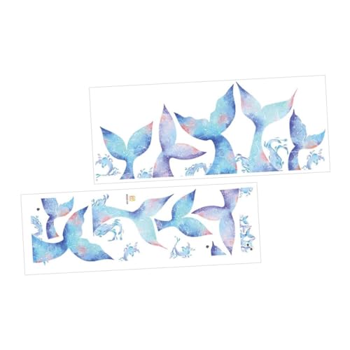 Tofficu 3 Sätze Wandaufkleber Spiegel-wandtattoo Kinderzimmer Wandtattoo Bettdecke Funky Meerjungfrauenschwanz Teppiche Party Blase Anime Makramee Blue Pvc 2 Stück * 3 von Tofficu