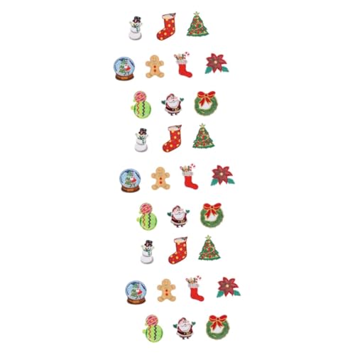 Tofficu 3 Sätze Weihnachtspatch Bausätze Stoff Stickerei Bestickt Stickfaden Bastelmaterial Weihnachten Decoratiuni Craciun Kleidung Weihnachts-diy-patches Polyester 10 Stück * 3 von Tofficu