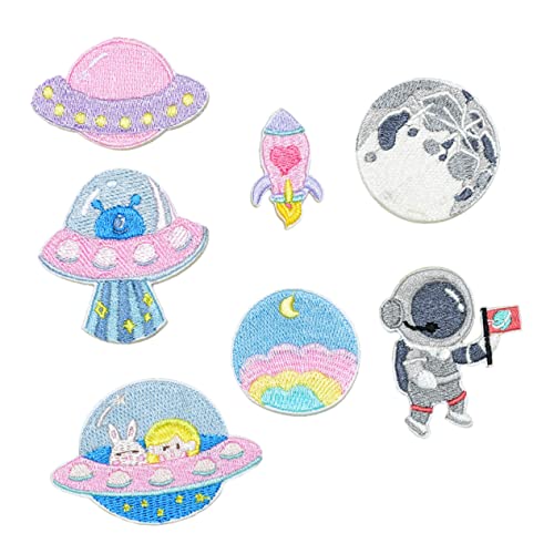 Tofficu 3 Sätze à 8 Stück Astronauten Klett Verschluss Exquisite Patches Papiersolar Inhaber Selbstklebend Magnetisch Thematisiert System Klebriger Riemen Aufkleber Polyester Rosa von Tofficu