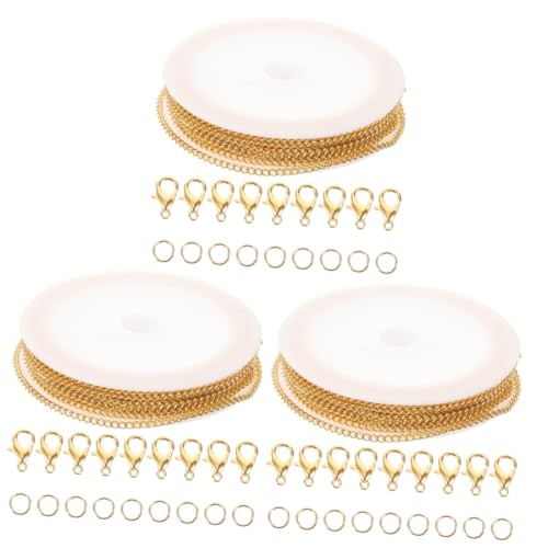 Tofficu 3 Sets Schmuckzubehör DIY Eisenkette Armband Halskette Herstellungswerkzeug Mit Karabinerverschluss Biegering Drehkette Gold Schmuckherstellungsset Halskettenketten Armbandkette von Tofficu